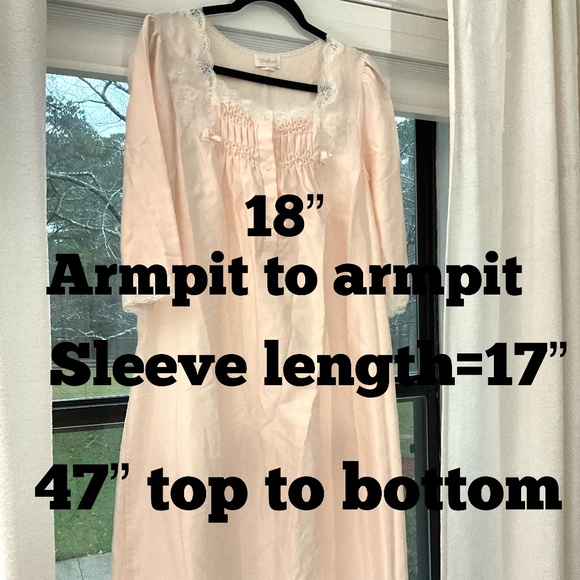 Vintage Peach Barbizon Cottage Core Satin Gown with Lace Trim Sz Small Petite - Picture 9 of 16